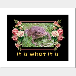 It is what it is Vintage Floral frog Posters and Art
